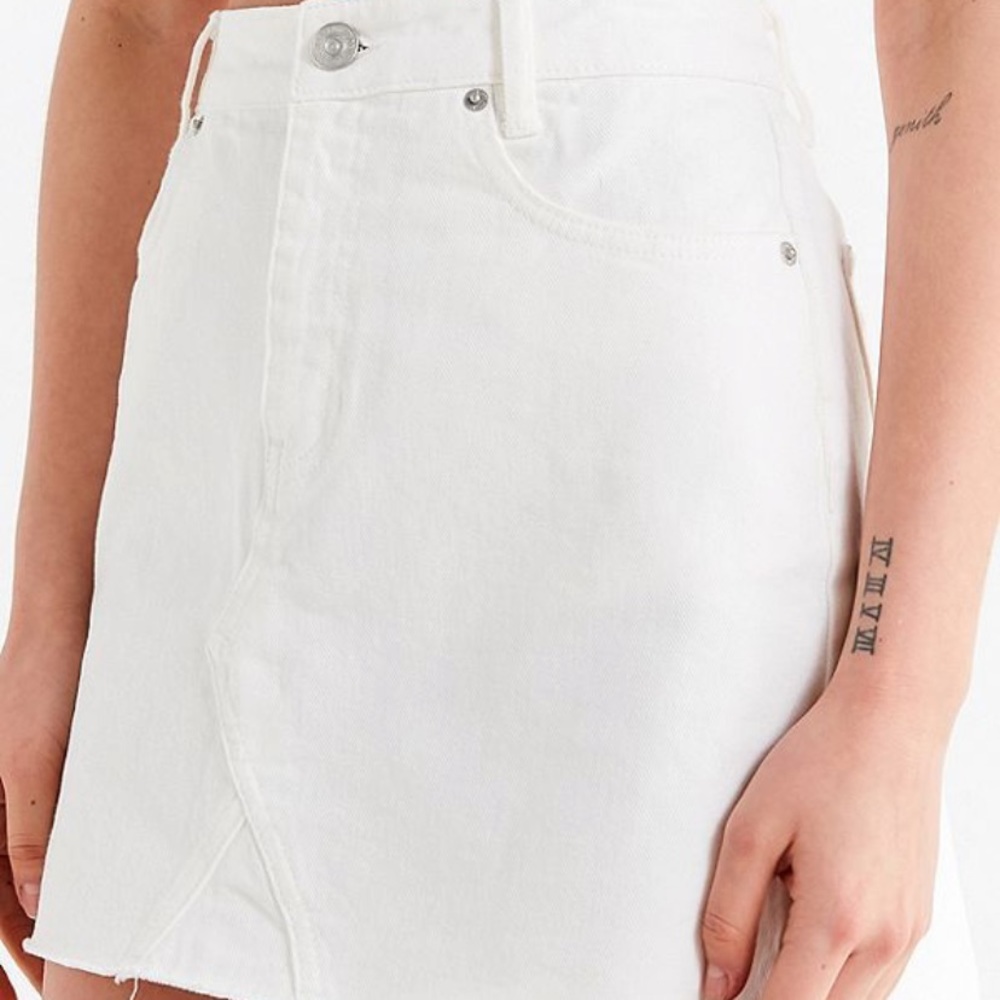 BDG white denim mini skirt